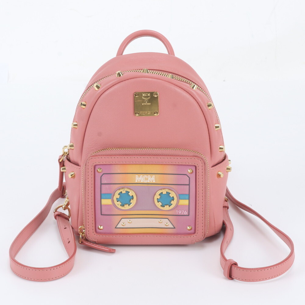 MCM Cassette Studded Leather Backpack Shoulder Bag for Women